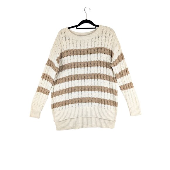 Anthropologie Pilcro Sweater Womens Large Striped Longline Stitch Pullover NWOT - Picture 1 of 8